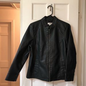 Christopher & Banks PL Black Faux Leather Jacket